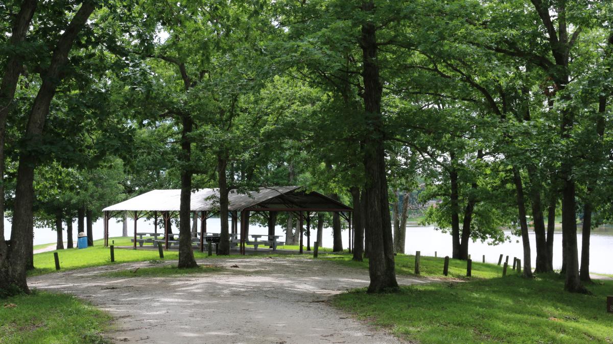 Macon Lake Pavilion with Circle Drive
